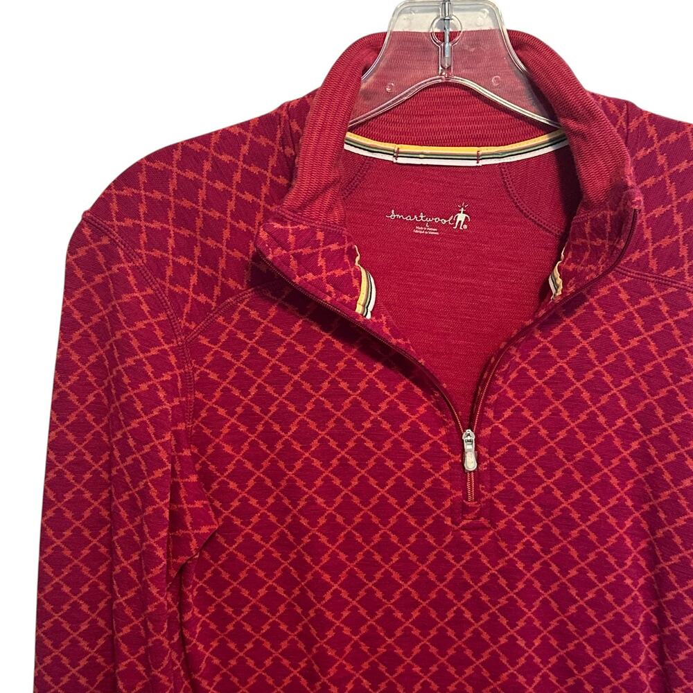 Smartwool Women's 1/4 Zip Merino Base Layer Pink Orange Top, Size L - Picture 3 of 10